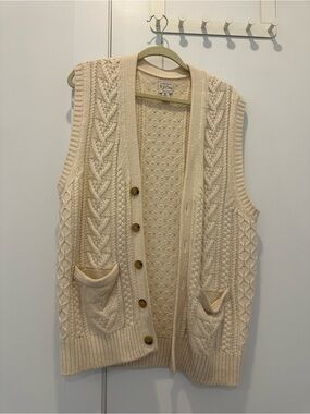 J. Crew Cream Cable Knit Button-Front Vest